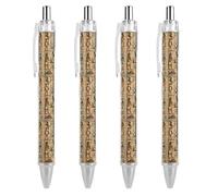4 PCS Black Retractable Ancient Egyptian Hieroglyph Ballpoint Pens 0.5mm Quick-Dry Liquid Ink Gel Pen with Pocket Clip Smudge-Free Smooth Writing Refillable Rollerball for Office Journaling Documents