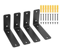 4 Pcs Black Shelf Brackets Heavy Duty, Wall Brackets for Shelves, Floating Shelf Bracket, Metal L Bracket for Shelves Support for Home Room Garage Office(6x4x1.5 inch)