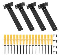 4 Pcs Black Shelf Brackets, Heavy Duty Wall Brackets for Shelves, Metal L Shelving Bracket for Walls, Floating Shelf Support Bracket for Scaffold Boards Wooden - 10 Inch