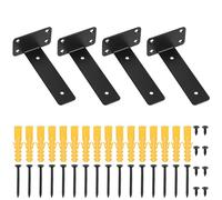 4 Pcs Black Shelf Brackets, Heavy Duty Wall Brackets for Shelves, Metal L Shelving Bracket for Walls, Floating Shelf Support Bracket for Scaffold Boards Wooden - 6 Inch