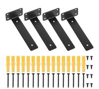 4 Pcs Black Shelf Brackets, Heavy Duty Wall Brackets for Shelves, Metal L Shelving Bracket for Walls, Floating Shelf Support Bracket for Scaffold Boards Wooden - 8 Inch