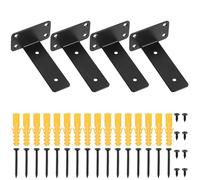 4 Pcs Black Shelf Brackets, Heavy Duty Wall Brackets for Shelves, Metal L Shelving Bracket for Walls, Floating Shelf Support Bracket for Scaffold Boards Wooden - 5 Inch