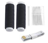 4 Pcs Black Thread and Needle Kit, Cotton Thread for Sewing, Includes 2 Spools of Thread, 1 Tape Measure, 1 Pack of Sewing Needles, Ideal for Hand and Machine Sewing, and Clothing Repairs
