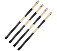 4 Pcs Black Wood Drum Brushes, Professional Wooden Drum Sticks, 19 Bundles Drumsticks Rods, Anti-Slip Grip, Lightweight, Delicate Sound, Suitable for Jazz Drum, 1.2 x 0.8 x 15.7 in / 3 x 2 x 40 cm