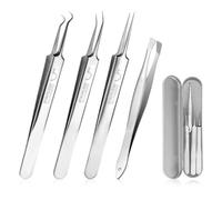 4 Pcs Blackhead Remover Tweezers Pimple Popper Tool Kit Professional Ingrown Hair Tweezers Stainless Steel Blackhead Extractor Face Acne Removal Kit Precision Makeup Clips for Women Girl