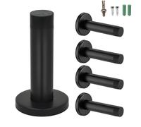 4 PCS Blacks Doors Stop, Door Stoppers for Skirtings, Black Door Stops, Matte Black Door Stoppers for Skirtings, Wall Mounted Door Holder for Home, Office, and Public Spaces