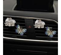4 Pcs Bling Butterfly Air Vent Clips, Crystal Elephant Car Air Fresheners Vent Clips Car Diffuser Vent Clip Rhinestone Decoration Cute Interior Decor Bling Automotive Air Fresheners