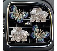 4 Pcs Bling Butterfly Elephant Air Vent Clips, Crystal Car Air Fresheners Vent Clips Car Diffuser Vent Clip Rhinestone Cars Decoration Cute Cars Iterior Decor Bling Automotive Air Fresheners