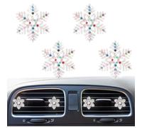 4 Pcs Bling Car Air Vent Clip,Crystal Rhinestone Snowflake Vehicle Air Outlet Clamp, Cute Diamond Automotive Interior Charm Decoration Accessories, Universal for Most Cars (White)