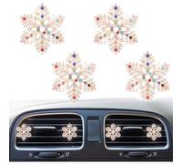 4 Pcs Bling Car Air Vent Clip,Crystal Rhinestone Snowflake Vehicle Air Outlet Clamp, Cute Diamond Automotive Interior Charm Decoration Accessories, Universal for Most Cars (Golden)
