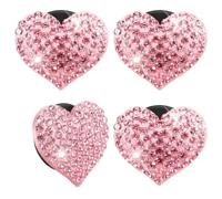 4 PCS Bling Heart-Shape Air Freshener Vent Clips, Pink Car Accessories, Sparkly Crystal Rhinestone Air Conditioner Outlet Diffuser, for Women Girls Universal Vehicle Interior Accessories
