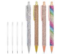 4 Pcs Bling Rhinestone Sparkly Pens for Women with 4 Pcs Black Ink Refills Cute Fancy Pens Diamond Crystal Glitter Ballpoint Office Supplies Beautiful Gifts for Girl Office School Christmas Graduation