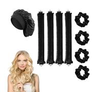 4 Pcs Blowout Rods, Heatless Curlers, Heatless Blowout Rods Heatless Curling Rod, Blow Out Rods - No Heat Curls To Sleep for Curl Rods, Women Long Hair Styling Tools for All Hair (black, Large)