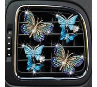 4 Pcs Blue Bling Butterfly Car Air Fresheners Vent Clips Diffuser Vent Clip Rhinestone Diamond Decoration Car Interior Decor Cute Accessories for Women, Automotive Air Fresheners(2 styles)