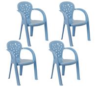 (4 Pcs Blue) Coloured Plastic Kids Chairs Stackable Nursery Indoor Outdoor Party Garden Play