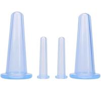 4 Pcs Blue Massage Cupping Silicone Mini Facial Cups Face Massager Helper Skin Care Neck Back Eyes Massaging Cup Safe to Use, Don't Worry About Burns Health Care Products