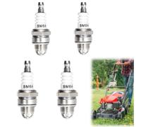4 PCS BM6A Spark Plugs Replacement for Lawn Mower, Strimmer, Chainsaw, Hedge Trimmer & Brush Cutter - High Performance L7T Compatible Spark Plugs with Corrosion Resistant Electrodes