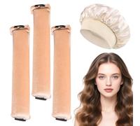 4 Pcs BMYUK Overnight No Heat Hair Curls No Heat for Heatless Curling Set for Wrapping and Sleeping at Night Jumbo Flexi Rods for Long Hair Brown