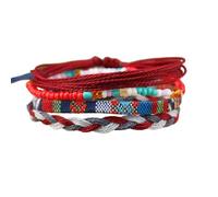 4 Pcs Bohemian Multilayer Bracelet Set for Women Handmade Woven Wax Cord Beaded Bracelets, Colorful Ethnic Style Jewelry for Summer & Daily Wear, adjustable, no gemstone