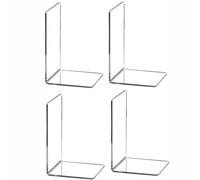 4 PCS Book Ends,Plastic Clear Book Holder Stand Heavy Duty Decorative Bookend,Desktop Bookshelf Organizer for Home Office School Supplies,7.28x4.8x4.8 Inch