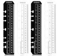 4 Pcs Book Marker, Clear Black Notebook Ruler with Hole, Notebook Binder Ruler for Binder Measuring Tool, Snap-in Page Marker for A5 Size 6-Ring Binder Notebook (Black and White)