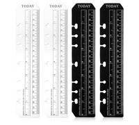 4 PCS Bookmark Rulers, Black and Clear Bookmark for Spiral Planner, Plastic Binder Ruler for A5 Size 7-Hole Binder Notebook