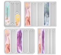 4 PCS Bookmarks Silicone Mold Resin Bookmark Moulds Rectangle Silicone Mold Bookmarks Epoxy Molds Shiny Bookmarks Mold for DIY Epoxy Resin Book Marks Crafts Making Supplies