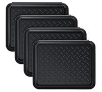 4 Pcs Boot Tray for Entryway Black Small Shoe Tray Waterproof Shoe Mat Front Door 13.78 x 10.83 x 1.18 Inch Boot Mat Multi Purpose Plastic Accessories Pet Entryway Indoor and Outdoor Use