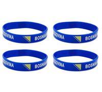 4 Pcs Bosnia Bosnians Country Flag Rubber Bracelets, National Flag Silicone Bracelet, Rubber Wristbands Patriotic Decorations Gift