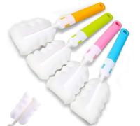 4 PCS Bottle Cleaning Brush Set - Long Handle Sponge & Nipple Brushes for Baby Bottles, Water Bottles & Narrow Containers - Durable Bottle Washer Kit