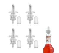 4 PCS Bottle Pourers And 4 PCS rubber pourers dust cap covers Syrup Pourer Pour Spouts Plastic Liquor Bottle Pourers with Rubber Pourers Dust Cap Covers Bottle Pourers (Clear)