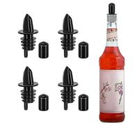 4 PCS Bottle Pourers And 4 PCS rubber pourers dust cap covers Syrup Pourer Pour Spouts Plastic Liquor Bottle Pourers with Rubber Pourers Dust Cap Covers Bottle Pourers (Black)