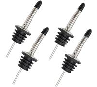 4 Pcs Bottle Pourers for Spirits,Liquor Pourer,Tainless Steel Freeflow Pourer,with Rubber Stopper,for Wine,Spirits,Drinks,Oil Bottles