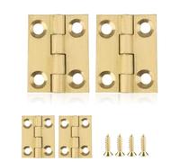 4 Pcs Brass Ball Bearing Door Hinges, Copper Small Hinges Door Hinges Antique Bronze Mini Hinges Folding Butt Hinges Furniture Cabinet Butt Hinges with Hinge Fixing Screws, Gold (25x20x1 mm)