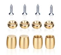 4 PCS Brass Cutting Board Feet with Silicone Anti-Slip Pads, Stainless Steel Screws and Brass Self-Tapping Screws for Cutting Boards, Cabinets, Sofas and Chairs and Other Furniture (Drum Shape)