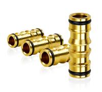 4 pcs Brass Double Male Hose Connector Garden Double Tube Hose End Fittings Garden Tap Hose Pipe Connector Extenders Hoses for Connect Hoses and Garden Irrigation