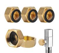 4 Pcs Brass End Cap, Brass Cap No Leaks Plumbing Fittings, Blanking Plug Brass Caps, Internal Thread Spigot with Washers 1/2" Blanking Nut for Water Pipe Washing Machine Radiator Valve faucets Tap