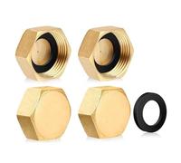 4 PCS Brass End Cap, Internal Thread Spigot with Washers 1/2" Blanking Nut, Plumbing Fittings for Washing Machine, Radiator Valve, Faucets Tap, Central Heating Pipework