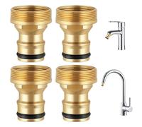 4 Pcs Brass Hose Connector, Brass Universal Tap Connector Set Adaptor Pipe Joiner No Leak Structural Universal Kitchen Tap Connectors Garden Hose Pipe Connectors Metal for Bathroom, Garden