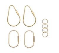 4 Pcs Brass Key Rings,Durable Brass Screw Lock Clip Key Ring for Keychains, Ellipse and Tear Drop Shape Keychain Clip, Purse Bag Charms for Handbags, Universal Key Fob Holder for Men Women, Gold,