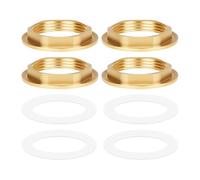 4 Pcs Brass Nut Pipe Fittings with Silicone Washers, 1/2 Inch BSP Female Threaded Faucet Fittings Hex Lock Nut Flange Single Hole for Kitchen Basin Sink Pipes