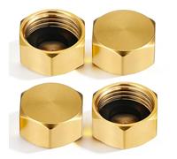 4 Pcs Brass Plug Radiator Valve Caps, 1/2" Brass Hex Blanking Hose Cap Nut Machine Radiator Valve Caps with Extra Rubber Gasket Plumbing Fittings for Washing Machine