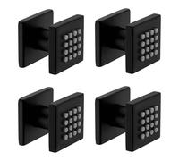 4 Pcs Brass Square Body Shower Sprayers - High-Pressure In-Wall Side Massage Jets, Adjustable Spray Face, Black