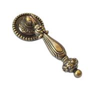 4 Pcs Bronze Drawer Pulls Vintage Decorative Handles Antique Brass Knobs Retro Copper Single Hole Pull with Screw For Furniture Cabinet Cupboard Dresser Big Size (Disk Dia:1-1/4", Height:3-1/2")