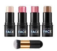 4 PCS Bronzer Stick Contour Sticks Bronzing Stick Contour Highlighter Blush Sticks with Brush for Cheeks Eyes Lips Long Lasting Waterproof That Effortlessly Contours the Face with a Light Touch