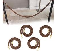 4 Pcs Brown Crowd Control Stanchion Rope - 3-10 Ft Twisted Nylon VIP Barrier Line with Gold Clasps for Event Management(220cm)