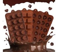 4 Pcs Brown Silicone Chocolate Moulds Set, Moulds for Wax Melts, Food Grade Non-Stick Chocolate Mold Shapes for Square, Shell, Swirl Flower, Heart Shaped with 1*Butter Spatula, 2*Dropper