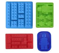 4 Pcs Building Blocks Silicone Mould Candy Chocolate Baking Molds,Robots Figures Jelly Molds,Reusable Non-Stick Ice Cube Trays for Kids Cake Cupcake Decorations