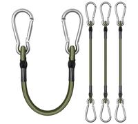 4 Pcs Bungee Cords with Carabiner Clips 30cm 60cm Green Carabiner Bungee Cords Retractable for Roof Racks Tarps Trailers and Outdoor Travel