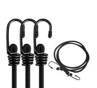4 Pcs Bungee Cords with Hooks, 60cm Heavy Duty Weatherproof Elastic Bungee Straps, Black Bungee Cords for Luggage Camps Tarps Tents Garden Furniture